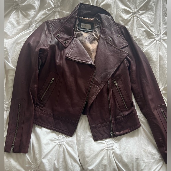 Purple leather Mackage biker jacket - Picture 3 of 9